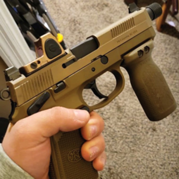 This photo included in a criminal complaint shows a handgun allegedly modified by Thomas Develin, which would be subject to additional federal rules.
