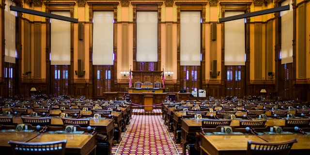 Georgia State Capitol Building, state house, interior, chamber of the State House of Representatives.