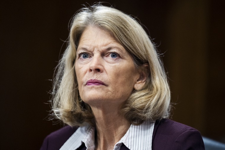 Sen. Lisa Murkowski, R-Alaska, during a Senate hearing on Feb. 16, 2023.