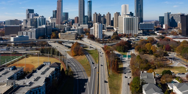 The downtown skyline in Atlanta, Georgia. A motorist was shot Tuesday by another driving after refusing to race, authorities said. 