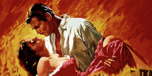 "Gone with the Wind" poster, Vivien Leigh, Clark Gable, 1939. The fiery collapse of Atlanta served as the climactic backdrop of the American epic. 