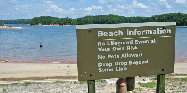 Lake Lanier beach information sign